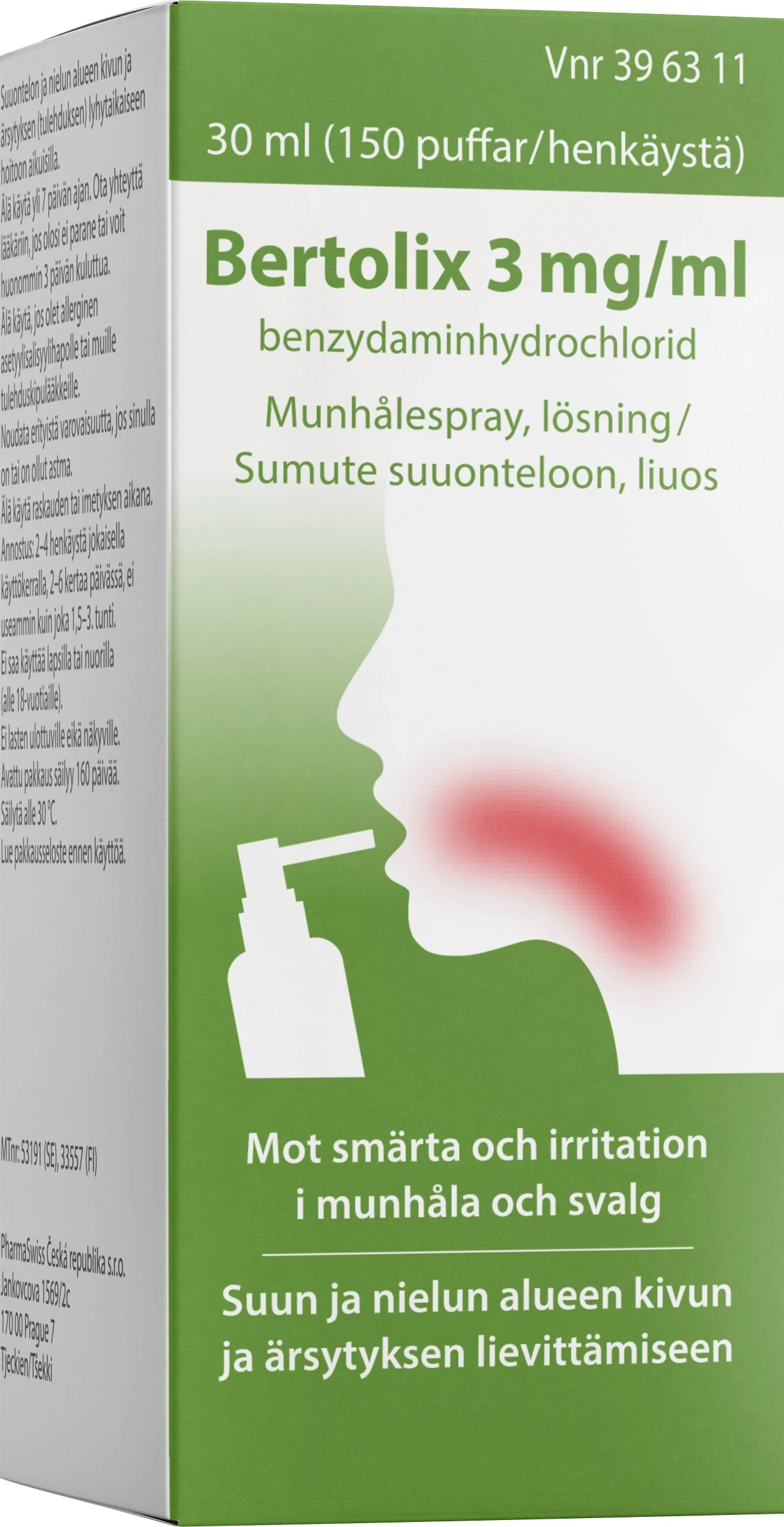 Bertolix Munhålespray, lösning 3mg/ml Sprayflaska 30ml (150 puffar) från Bertolix – köp hos Apotek Hjärtat
