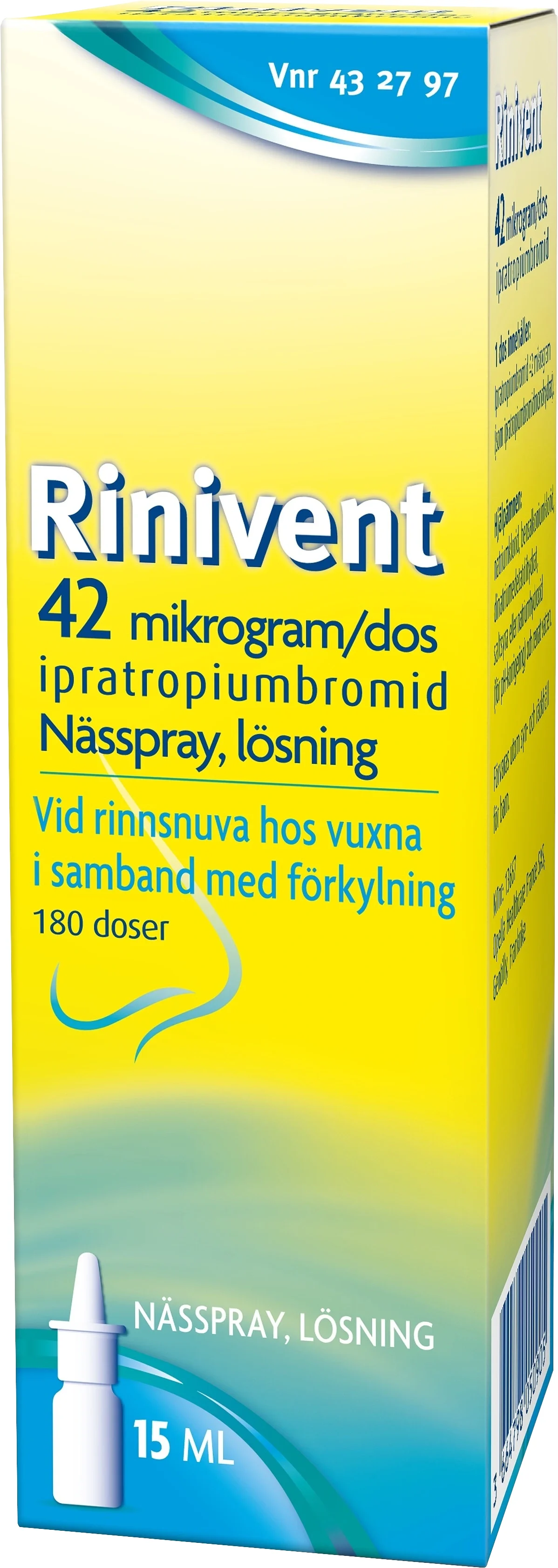 Rinivent Nässpray 42 mikrogram/dos 15 ml från Rinivent – köp hos Apotek Hjärtat