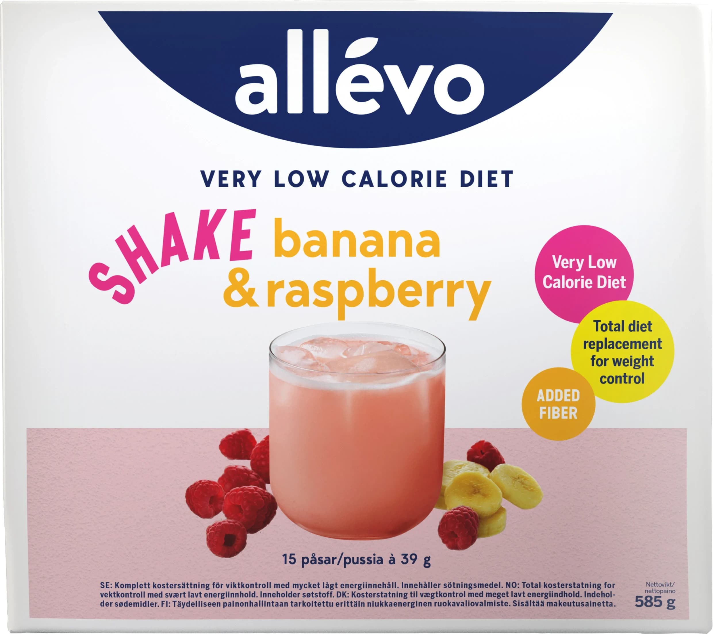 Allévo VLCD Shake Banana & Raspberry 15 portioner från Allévo – köp hos Apotek Hjärtat