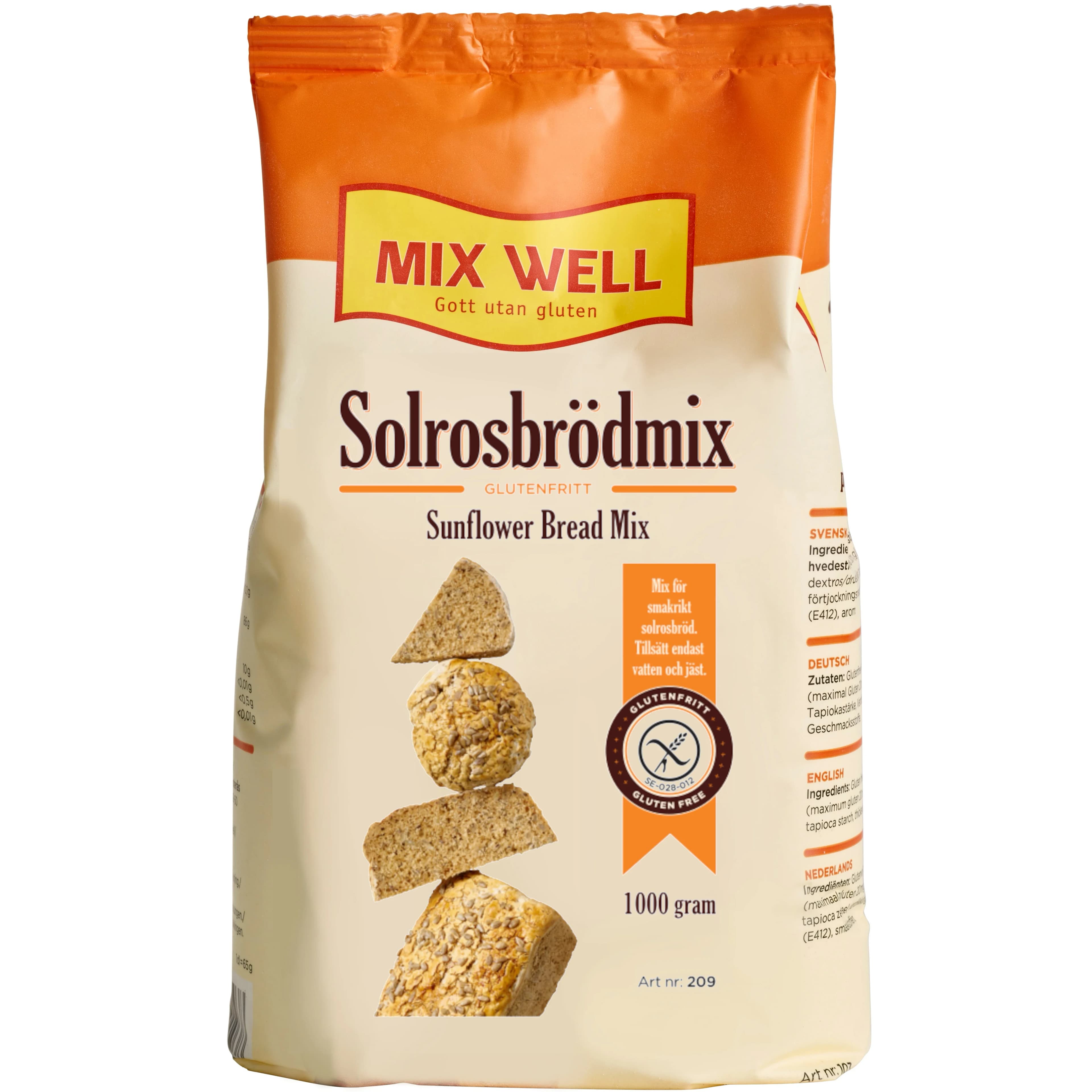 MixWell Solrosbrödmix Glutenfri 1000 g från MixWell – köp hos Apotek Hjärtat