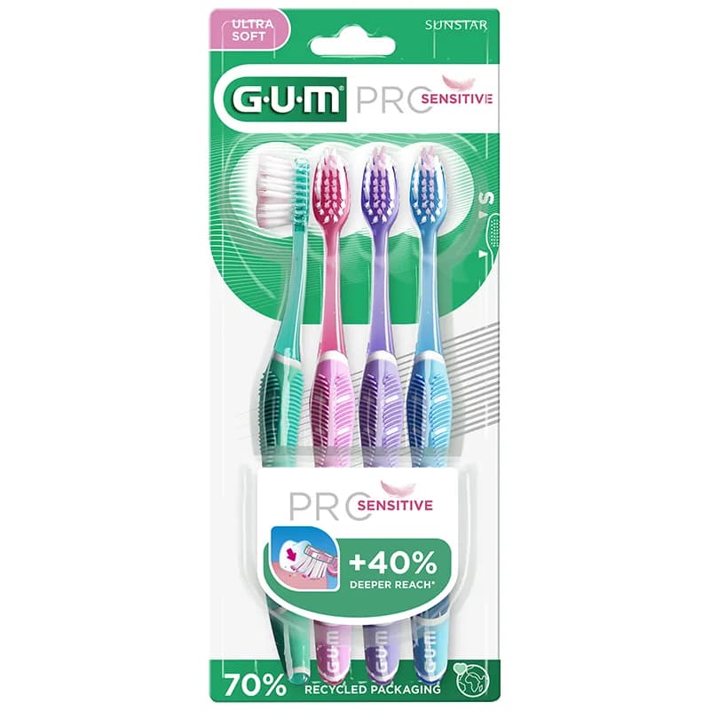 GUM SensiVital extra mjuk tandborste 4-pack från GUM – köp hos Apotek Hjärtat