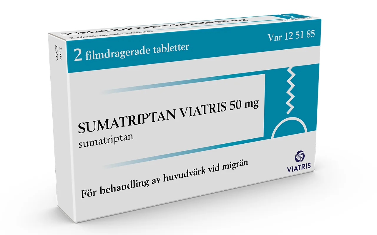 Sumatriptan Viatris 50 mg 2 tabletter från Mylan – köp hos Apotek Hjärtat