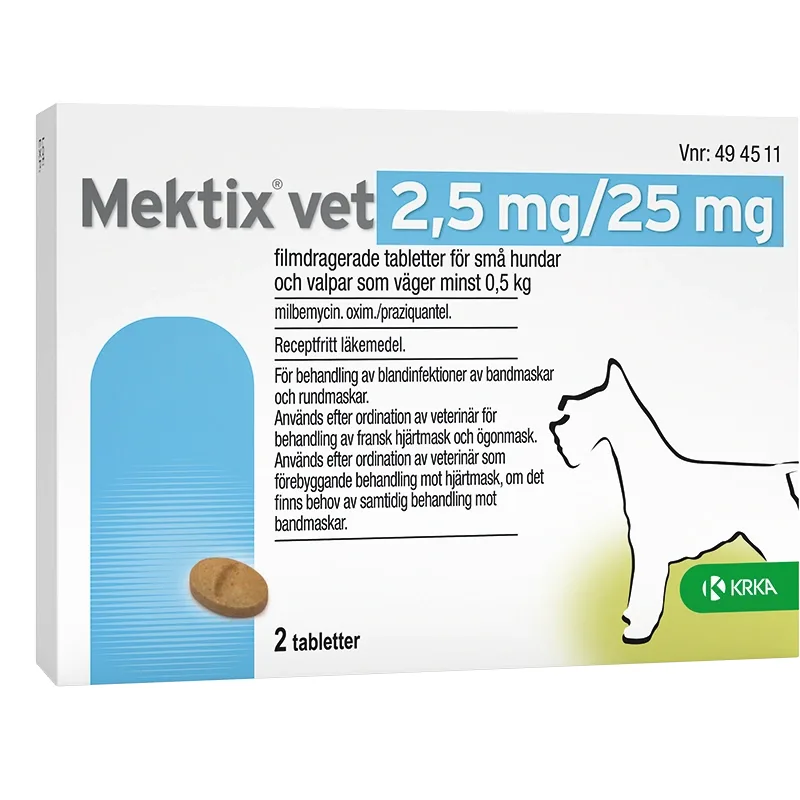 Mektix vet Filmdragerad tablett 2,5mg/25mg Blister, 2tabletter från Mektix vet – köp hos Apotek Hjärtat
