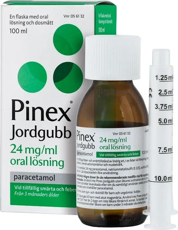 Pinex Jordgubb oral lösning 24 mg/ml 100 ml från Pinex – köp hos Apotek Hjärtat