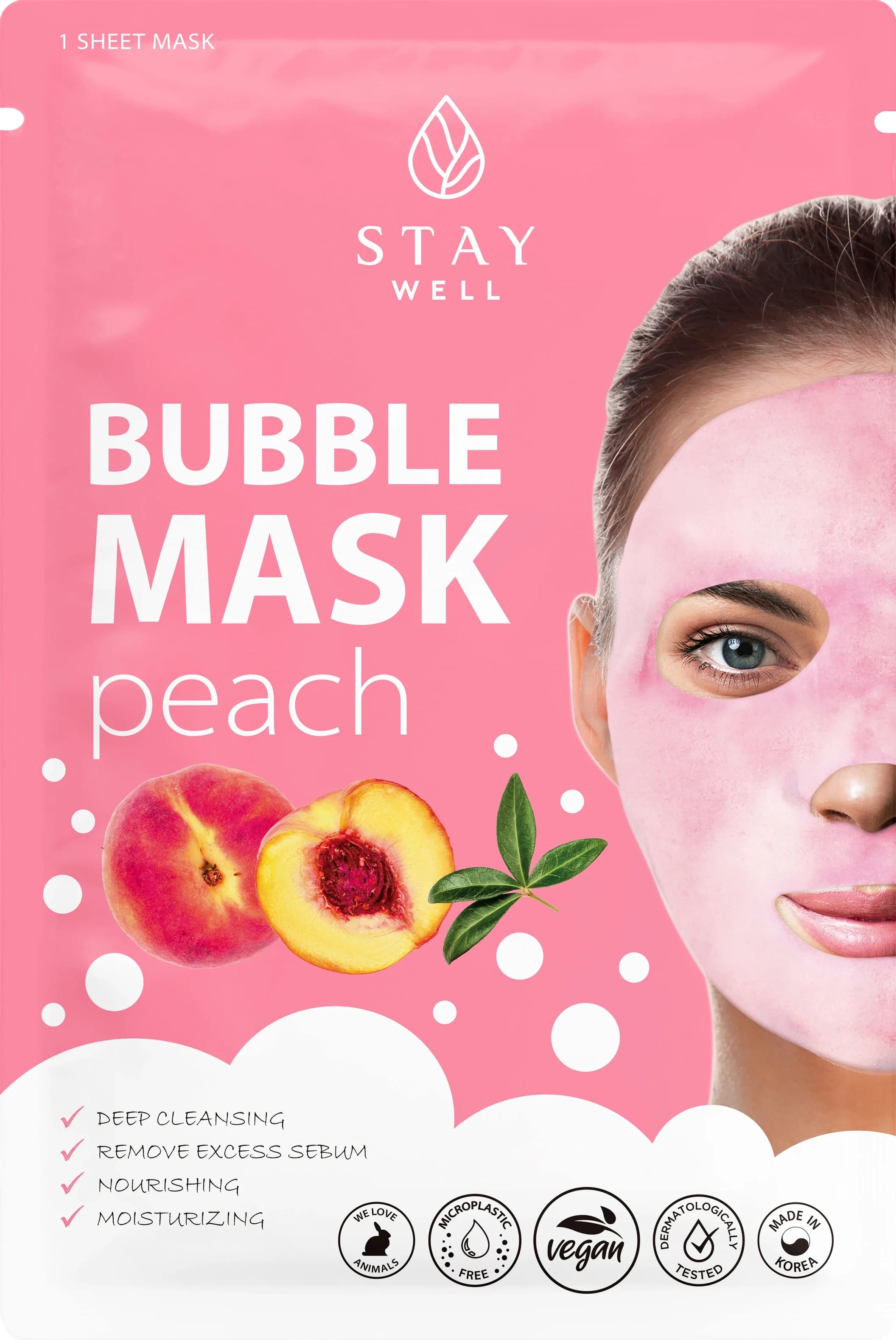 Stay Well Deep Cleansing Bubble Mask Peach från Stay Well – köp hos Apotek Hjärtat