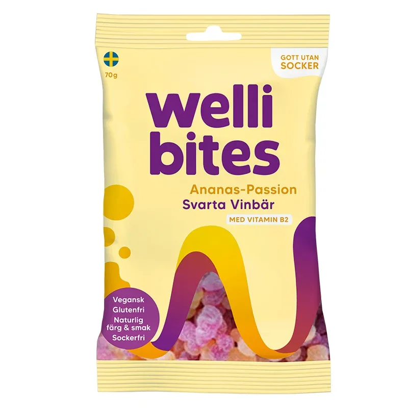 Wellibites Ananas Passion & Svarta Vinbär 70 g från Wellibites – köp hos Apotek Hjärtat