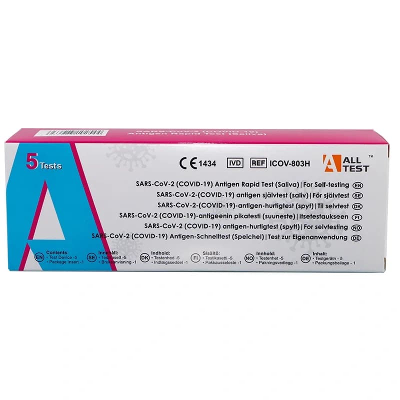 AllTest Antigen Saliv Självtest SARS-CoV-2-COVID-19 5-pack från Alltest – köp hos Apotek Hjärtat