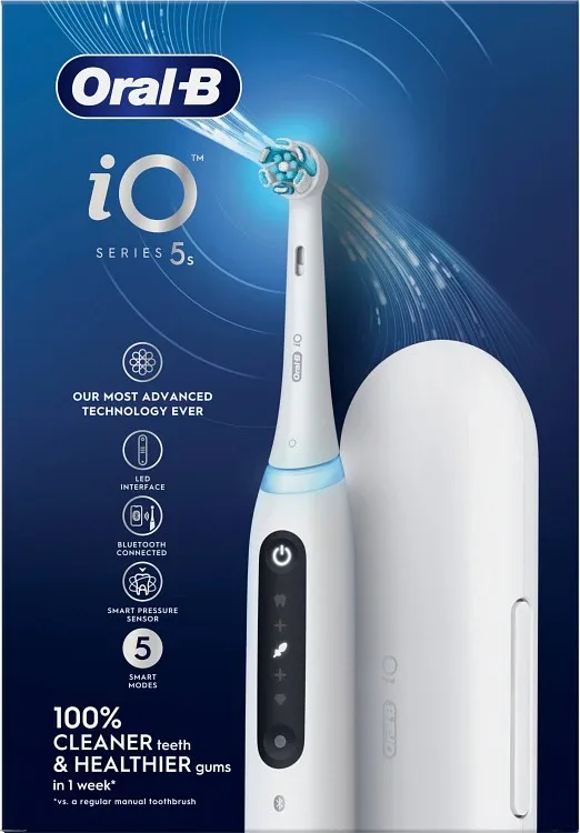 Oral-B iO5 Eltandborste Vit, 1 Borsthuvud + Resefodral från Oral-B – köp hos Apotek Hjärtat