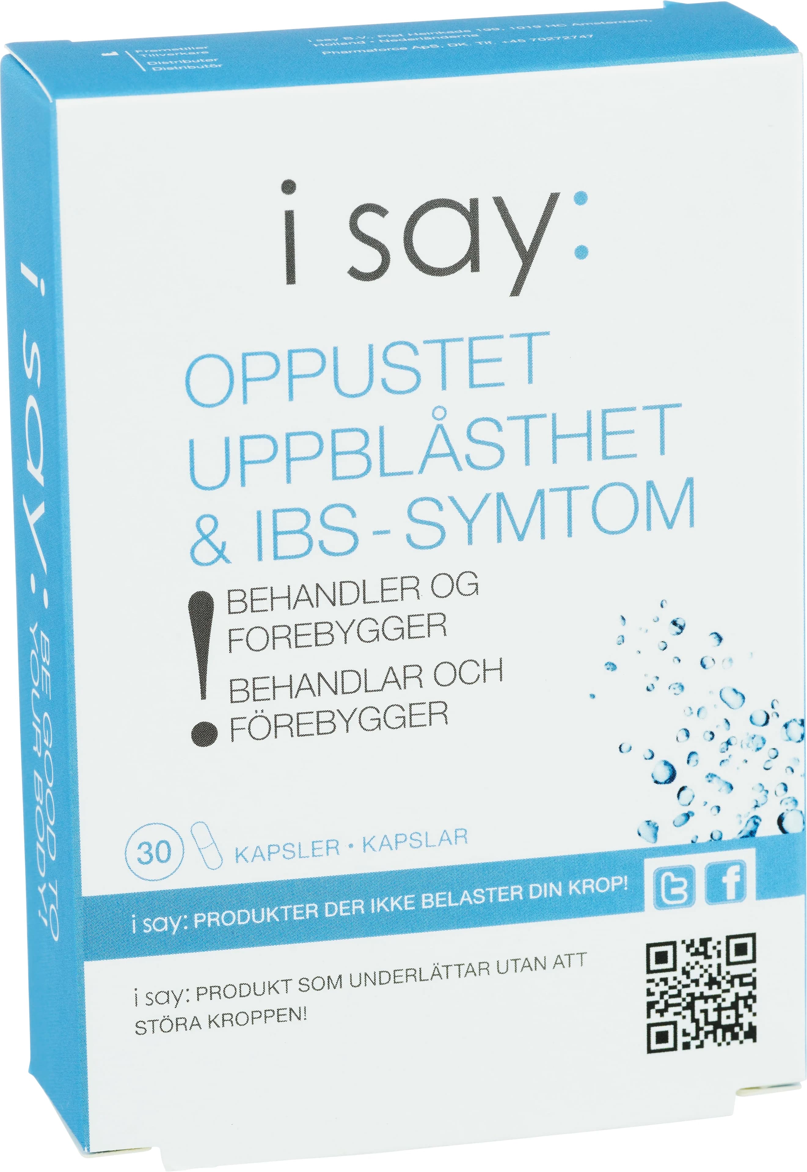 I Say: Uppblåsthet & IBS-symptom 30 kapslar från I Say – köp hos Apotek Hjärtat