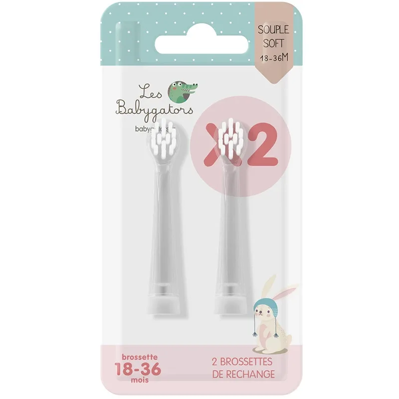Les Babygators Borsthuvud Refill 18 månader+ 2-pack från Les Babygators – köp hos Apotek Hjärtat