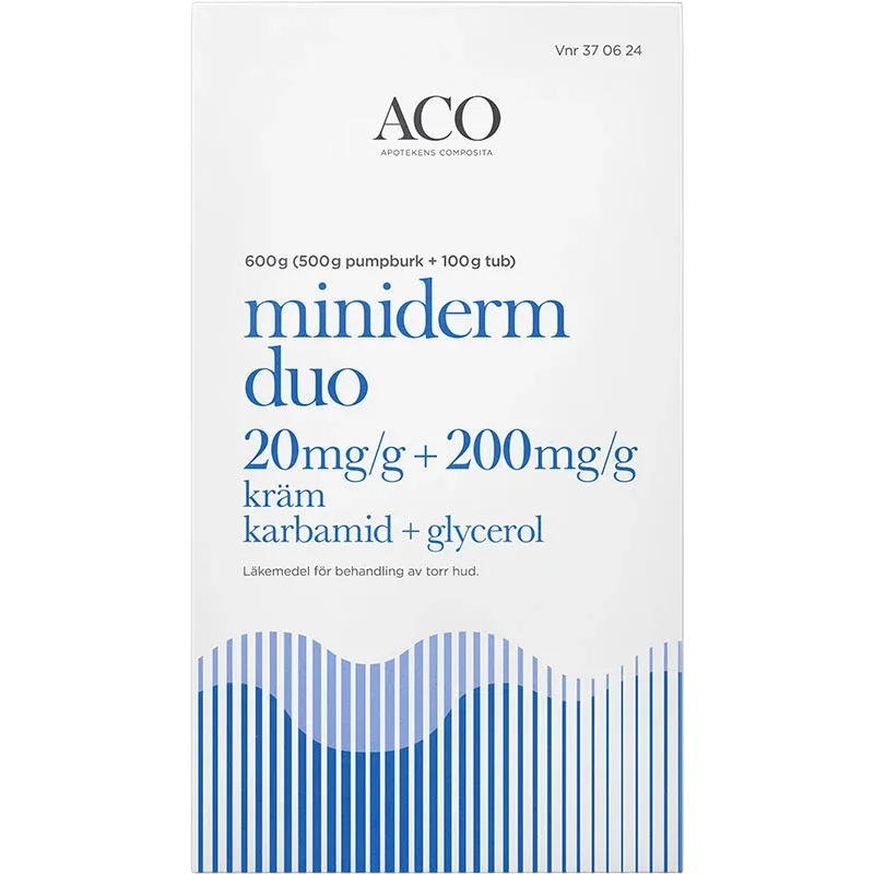Miniderm Duo Kräm 20mg/g+200mg/g Burk med pump och tub, 600g (500g + 100g) från Miniderm – köp hos Apotek Hjärtat