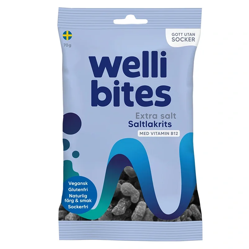 Wellibites Extra salt Saltlakrits 70g från Wellibites – köp hos Apotek Hjärtat