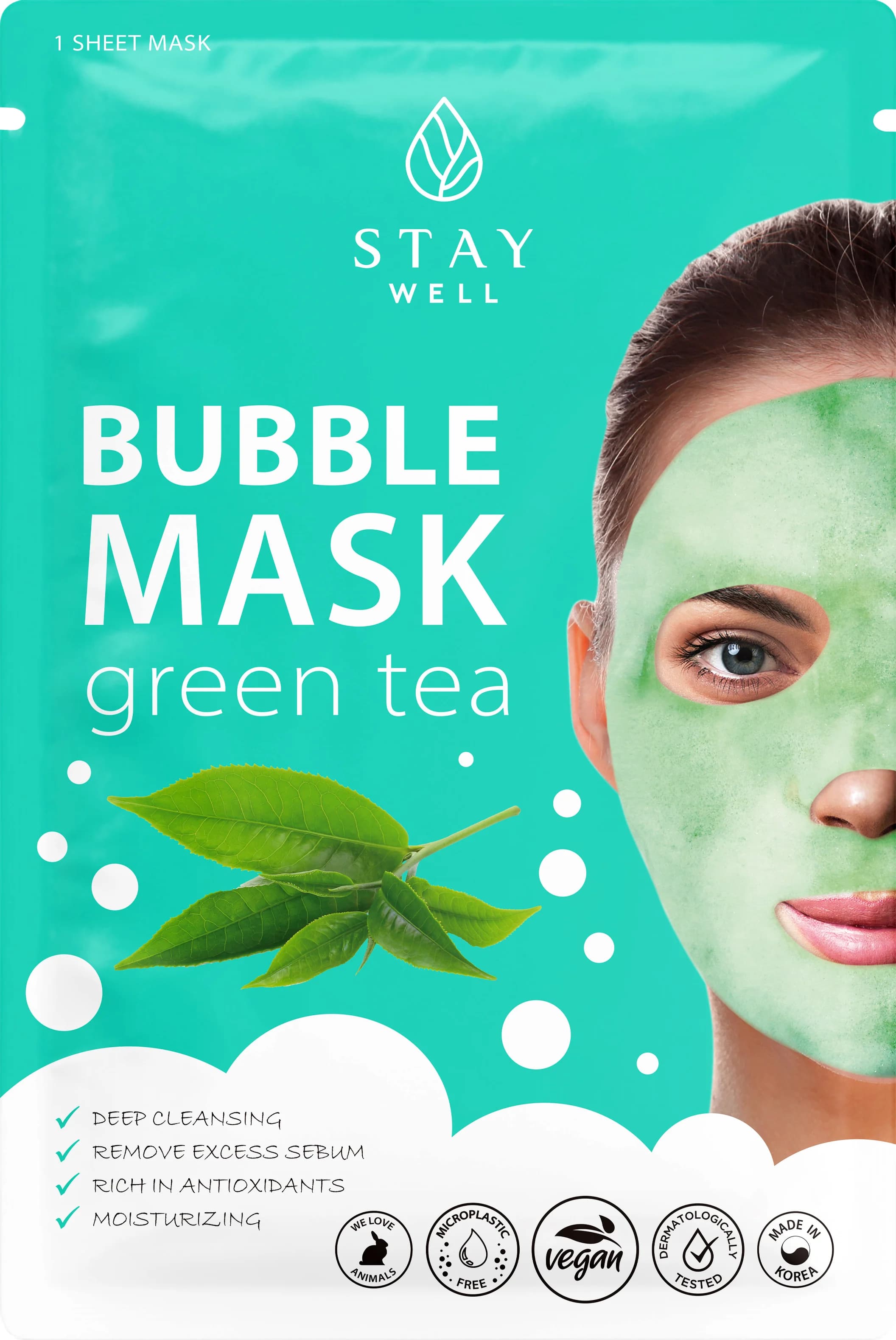 Stay Well Deep Cleansing Bubble Mask Green Tea från Stay Well – köp hos Apotek Hjärtat