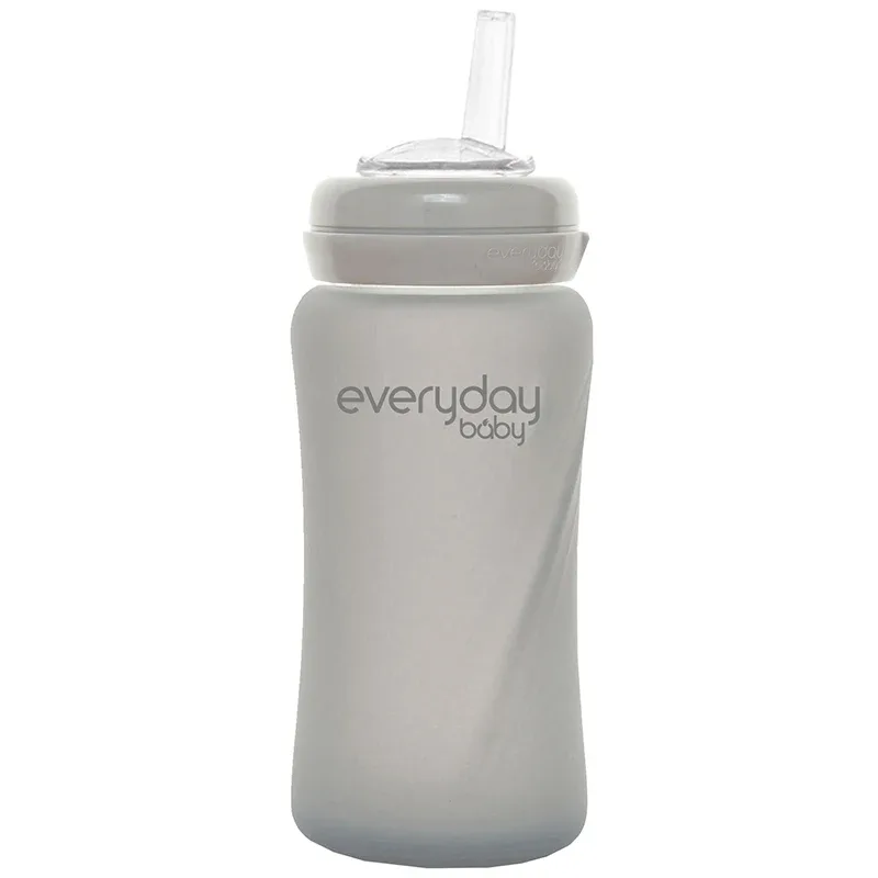 Everyday Baby Sugrörsflaska Glas Healthy + Quiet Grey 240 ml från Everyday Baby – köp hos Apotek Hjärtat