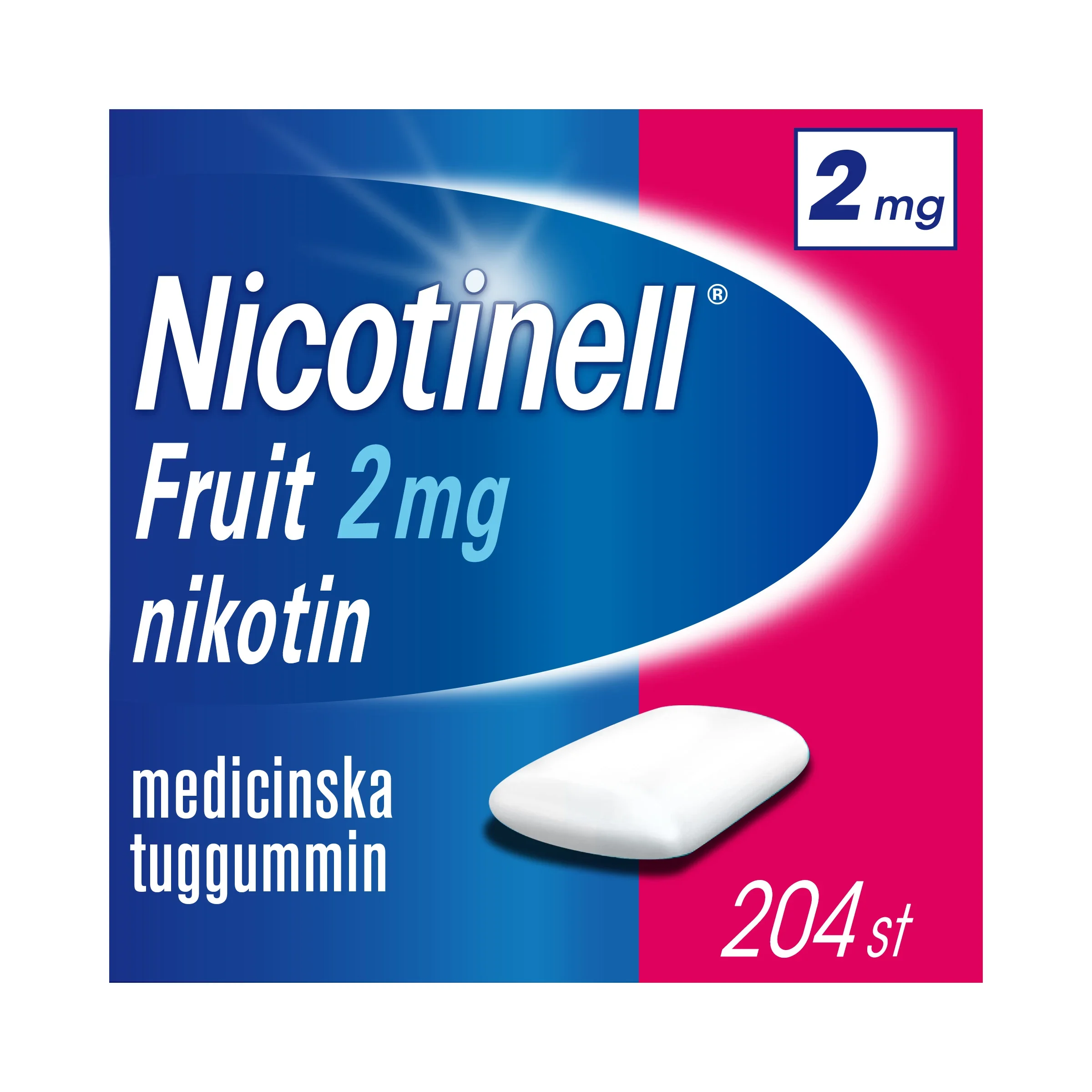 Nicotinell Fruit medicinskt tuggummi 2 mg 204 st från Nicotinell – köp hos Apotek Hjärtat