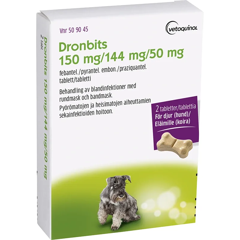 Dronbits tablett 150 mg/144 mg/50 mg 2 st från Dronbits – köp hos Apotek Hjärtat
