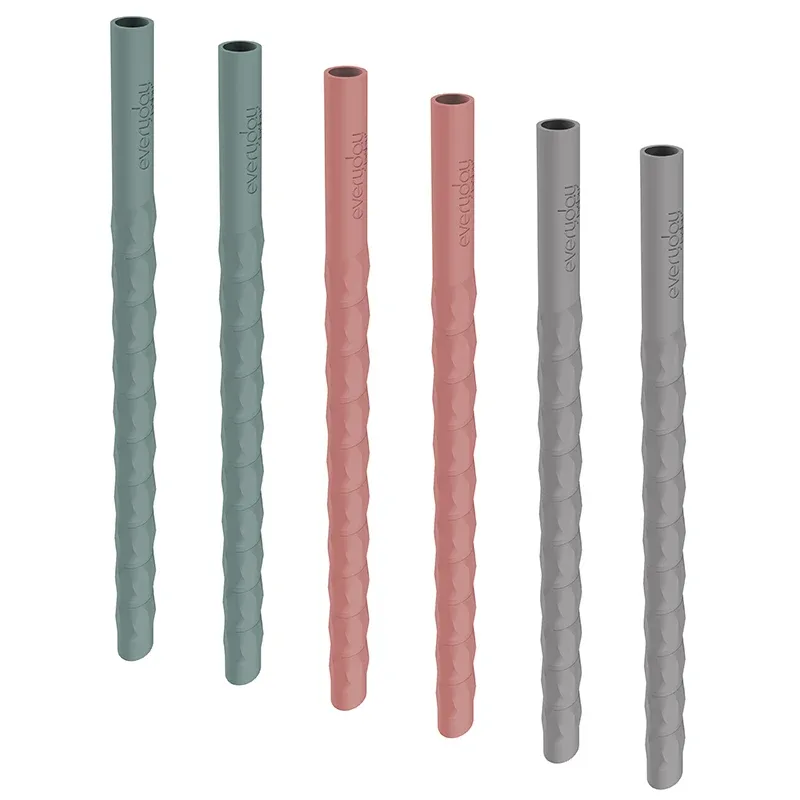 Everyday Baby Silikonsugrör Quiet Grey/Nature Red/Harmony Green 6-pack från Everyday Baby – köp hos Apotek Hjärtat