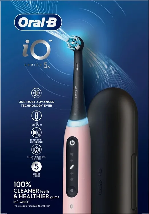 Oral-B iO5 Eltandborste Rosa, 1 Borsthuvud + Resefodral från Oral-B – köp hos Apotek Hjärtat