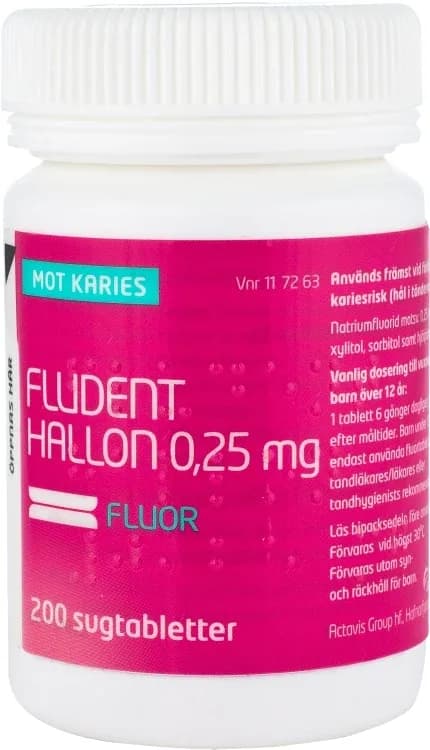 Fludent hallon sugtablett 0,25 mg 200 st från Fludent – köp hos Apotek Hjärtat