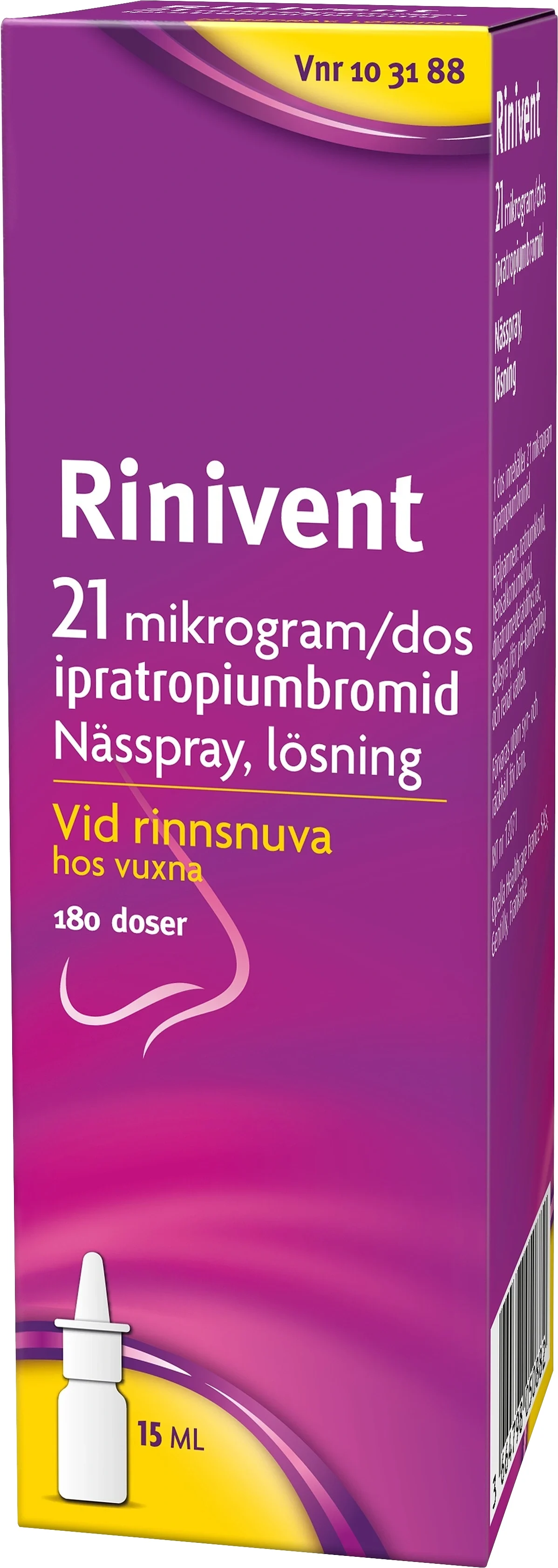 Rinivent Nässpray 21 mikrogram/dos 15 ml från Rinivent – köp hos Apotek Hjärtat