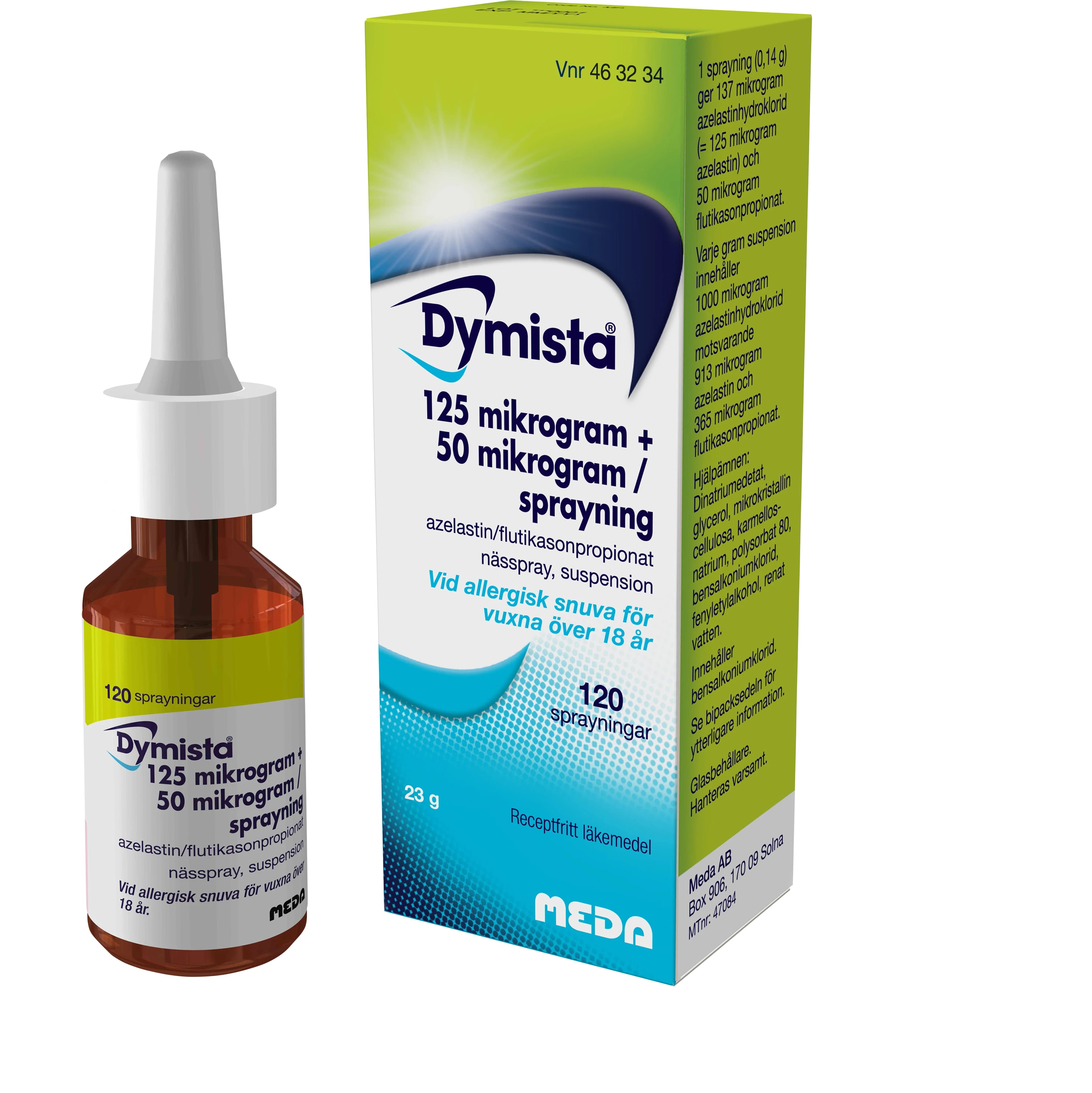 Dymista Nässpray 125 mikrogram+50 mikrogram/sprayning 120 sprayningar från Dymista – köp hos Apotek Hjärtat