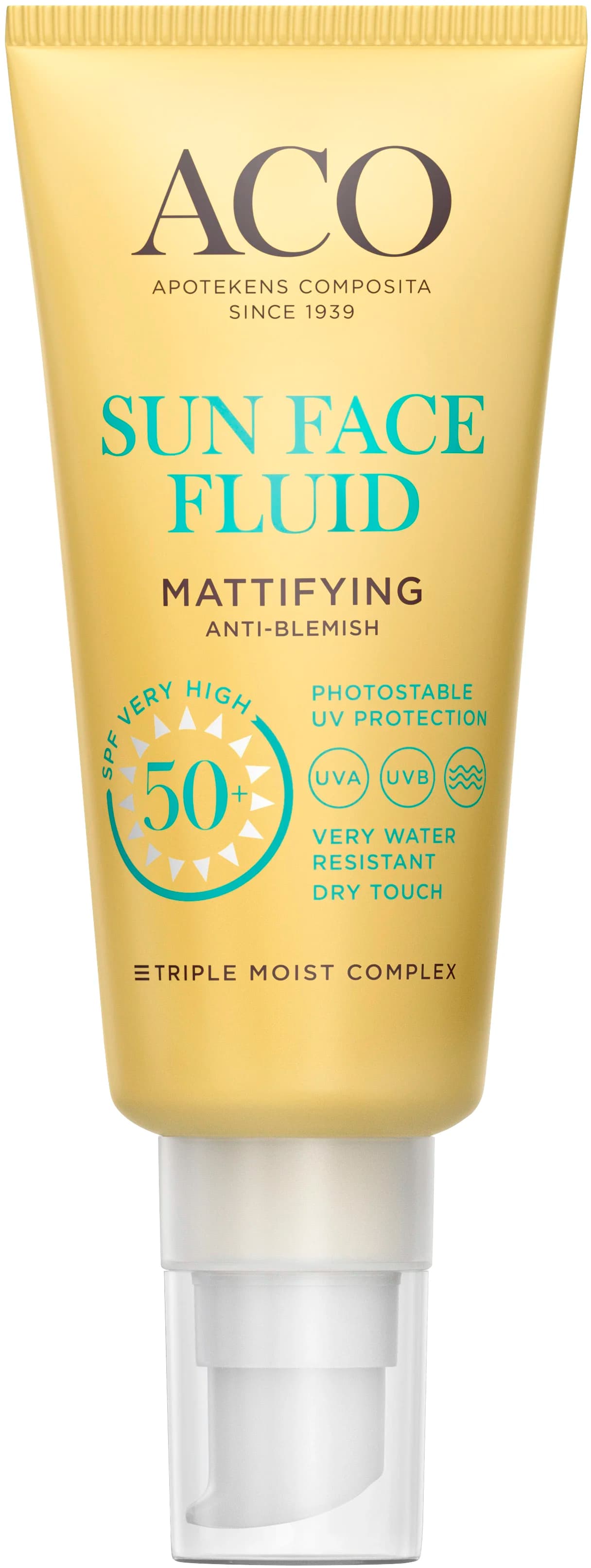ACO Sun Face Fluid Mattifying SPF 50+, 40ml – från ACO – 163 kr – hos Apotek Hjärtat