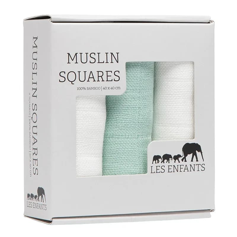 Les Enfants Muslin Squares 3-pack Grön/Vit från Les Enfants – köp hos Apotek Hjärtat