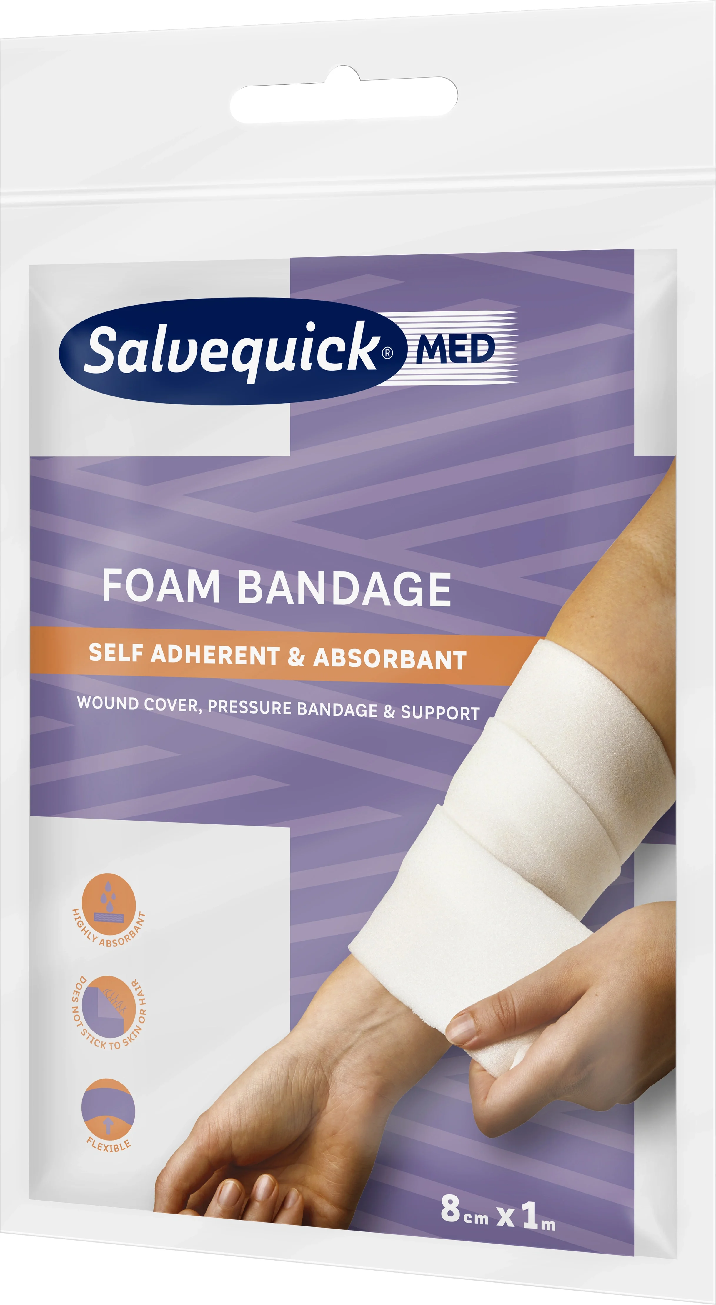 Salvequick MED Foam Bandage 8 cm x 1 m från Salvequick – köp hos Apotek Hjärtat