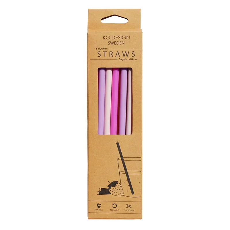 KG Design Sugrör Pink Mix Silikon 6 st +Rengöringsborste från KG Design – köp hos Apotek Hjärtat