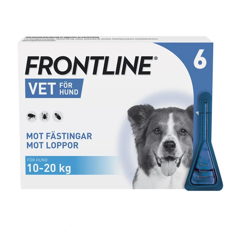 Frontline Vet. Spot-on lösning hund 10-20 kg 100 mg/ml 6 x 1,34 ml från Frontline – köp hos Apotek Hjärtat
