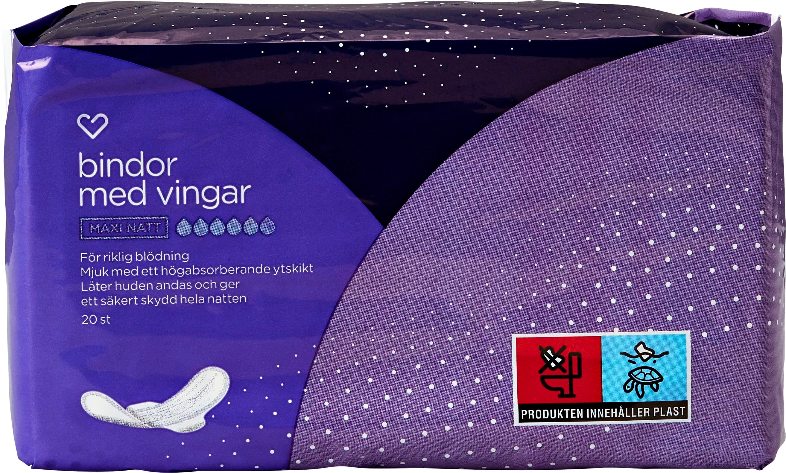Hjärtats Bindor med vingar Natt 20 st från Hjärtats – köp hos Apotek Hjärtat