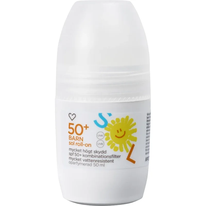 Hjärtats Sol roll-on Barn Oparfymerad SPF 50, 50 ml från Hjärtats – köp hos Apotek Hjärtat