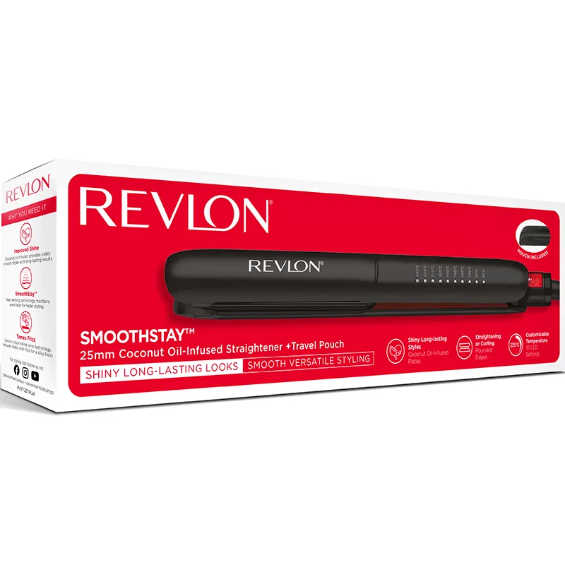 Revlon Smoothstay Coconut Oil-Infused Straightener + Travel Pouch från Revlon – köp hos Apotek Hjärtat
