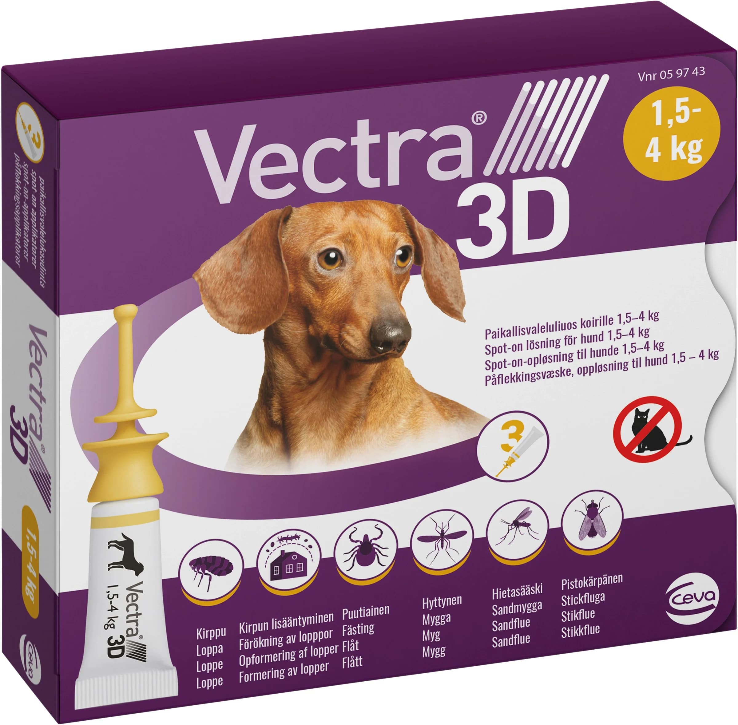 Vectra 3D för hund 1,5-4 kg Spot-on lösning Pipett, 3st (3x0,8ml) från Vectra 3D – köp hos Apotek Hjärtat