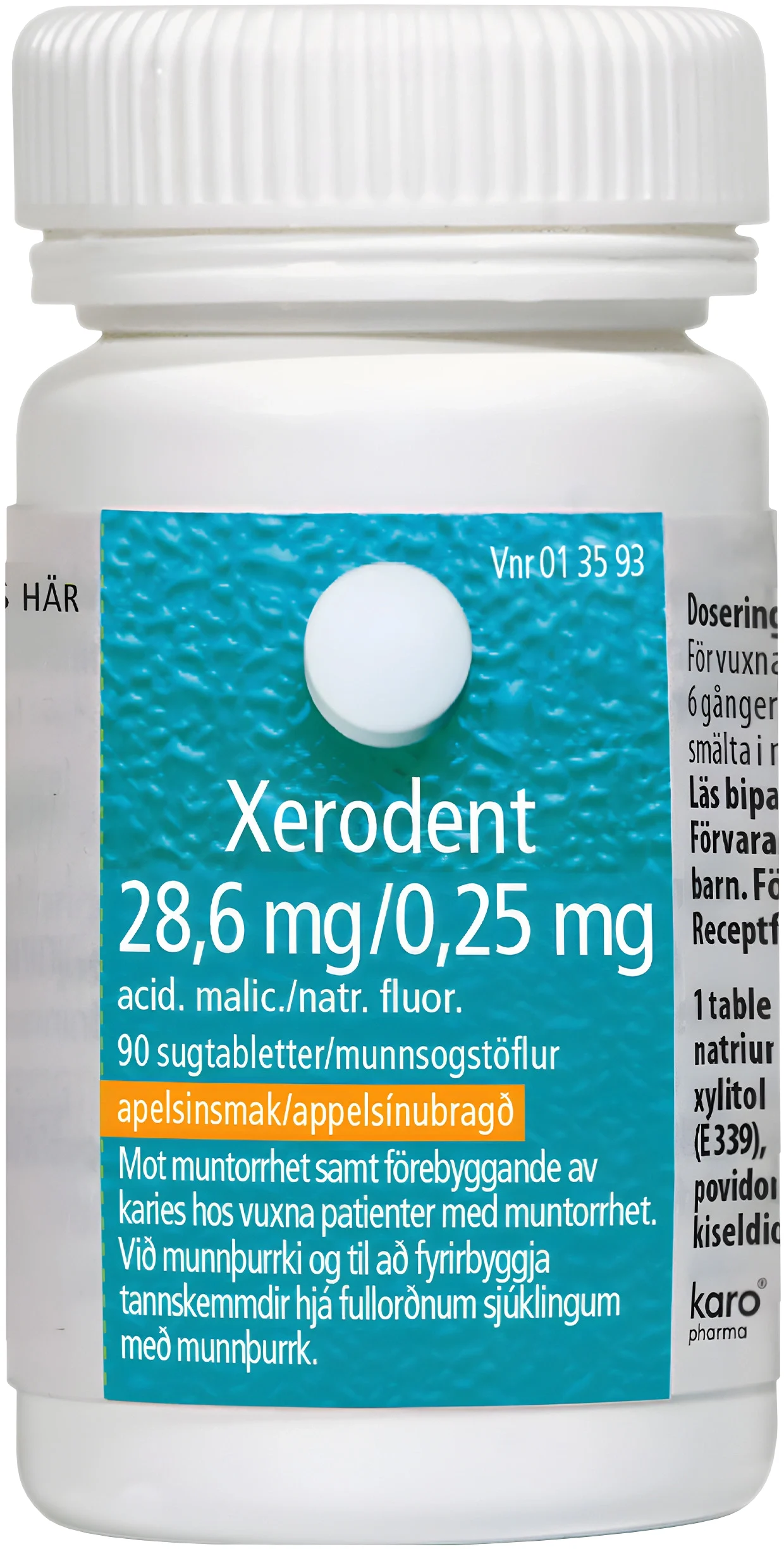 Xerodent sugtablett 28,6 mg/0,25 mg 90 st från Xerodent – köp hos Apotek Hjärtat