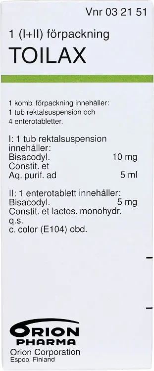 Toilax Enterotablett och Rektalsuspension 5 mg + 10 mg/5 ml från Toilax – köp hos Apotek Hjärtat