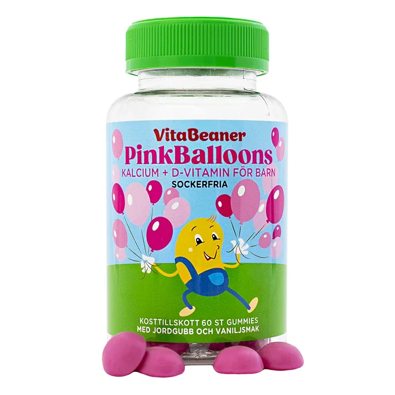 Vitabeaner Pink Balloons Vitamin D3 & Kalcium tuggisar 60st från Vitabeaner – köp hos Apotek Hjärtat