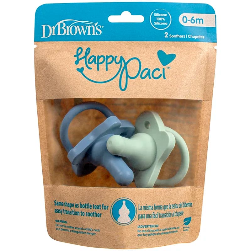Dr. Brown's HappyPaci Silicone Soother 0-6m Blå/Grön 2-pack från Dr. Brown's – köp hos Apotek Hjärtat