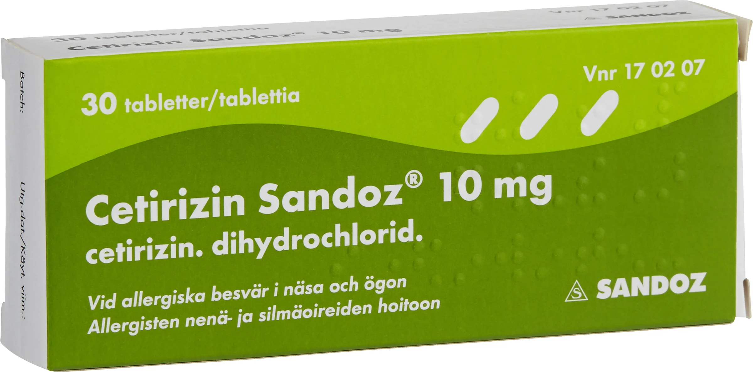 Cetirizin Sandoz filmdragerad tablett 10 mg 30 st från Sandoz – köp hos Apotek Hjärtat