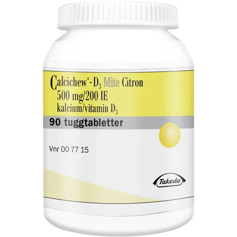 Calcichew-D3 Mite Citron tuggtablett 500 mg/200 IE 90 st från Calcichew-d3 – köp hos Apotek Hjärtat