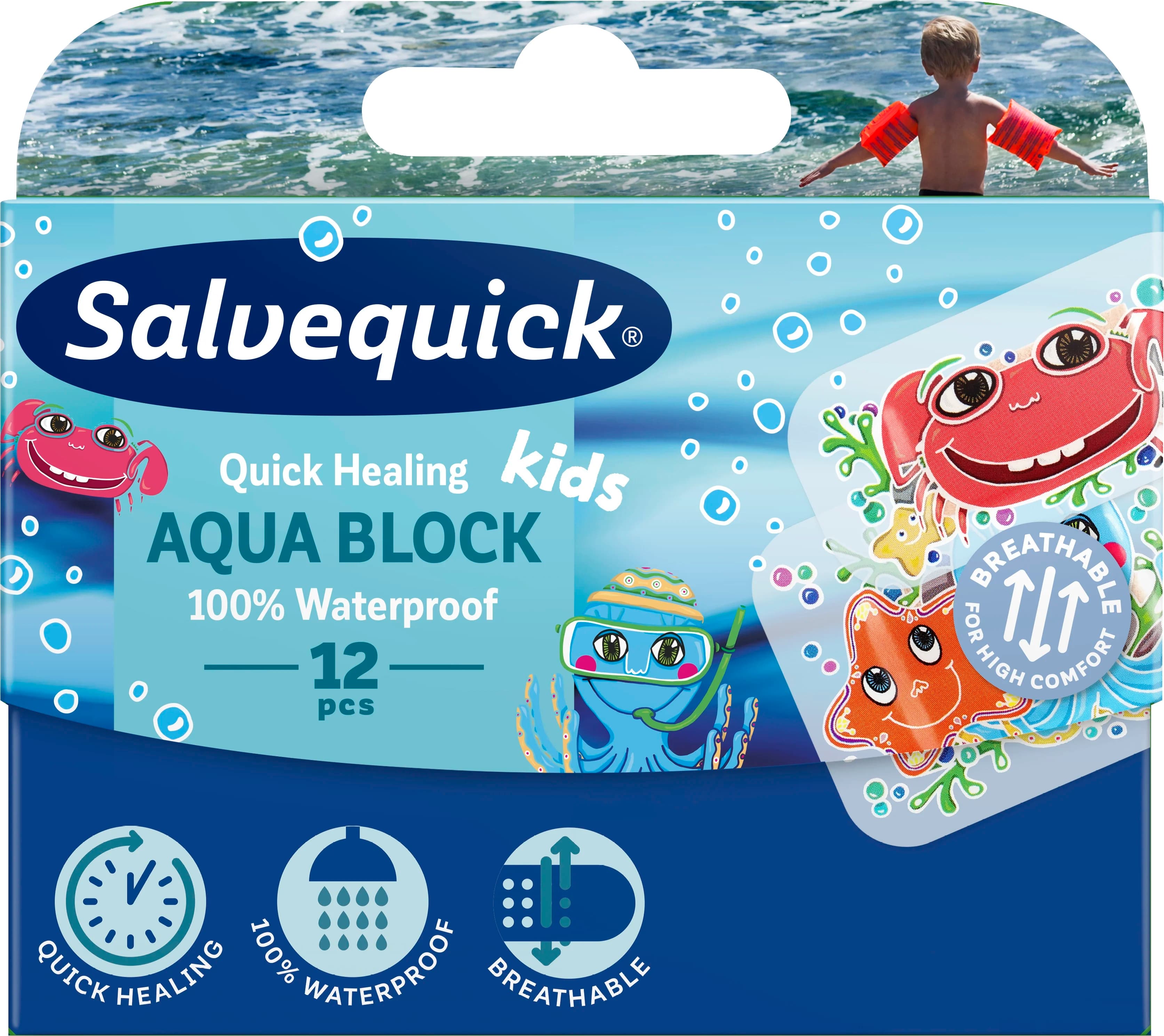 Salvequick Aqua Block Kids 12 st från Salvequick – köp hos Apotek Hjärtat