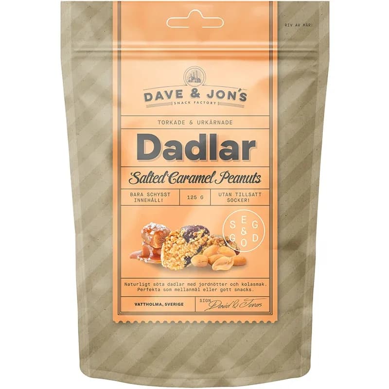 Dave & Jon's Dadlar Salted Caramel Peanuts 125 g från Dave & Jons – köp hos Apotek Hjärtat