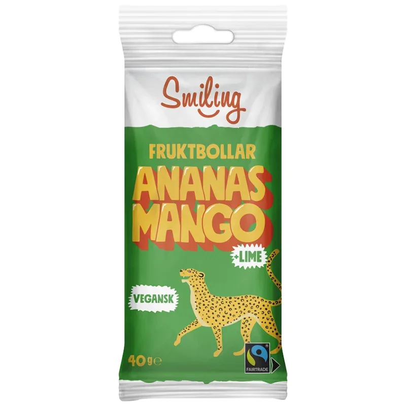 Smiling Fruktbollar Mango Ananas Lime 40 g från Smiling – köp hos Apotek Hjärtat