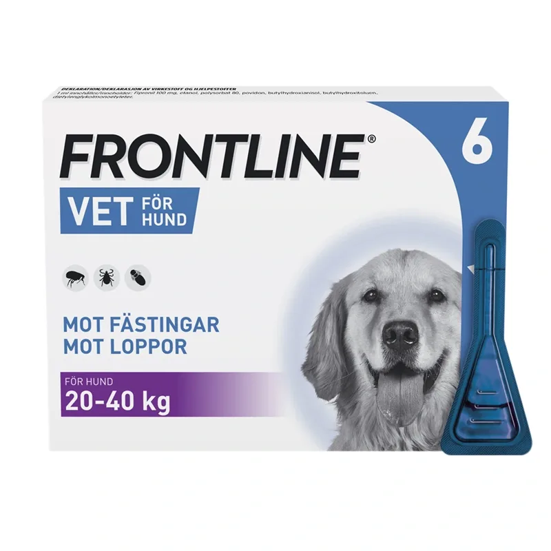 Frontline Vet. Spot-on lösning hund 20-40 kg 100 mg/ml 6 x 2,68 ml från Frontline – köp hos Apotek Hjärtat