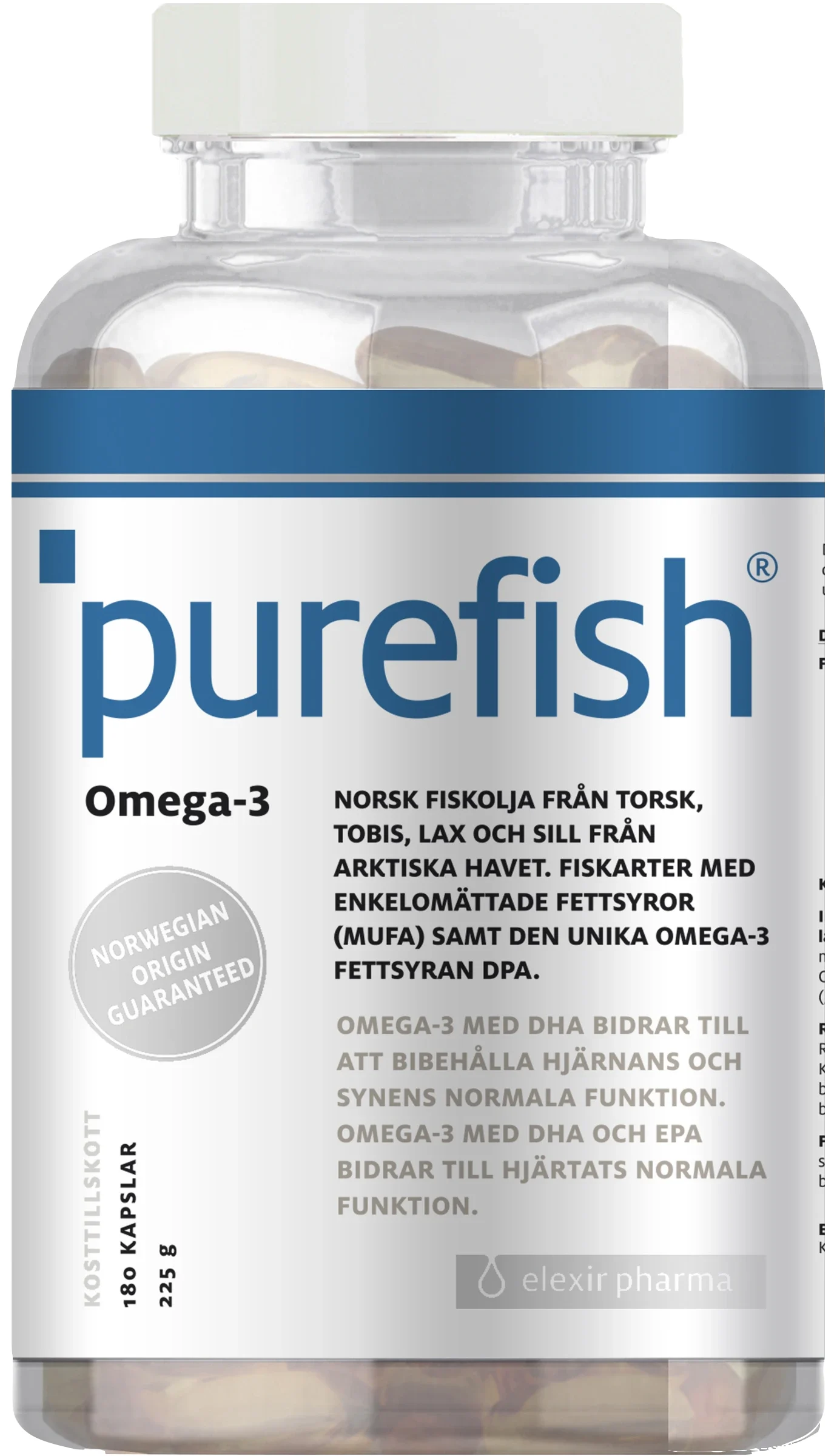 Elexir Pharma Purefish Omega-3 180 kapslar från Elexir Pharma – köp hos Apotek Hjärtat