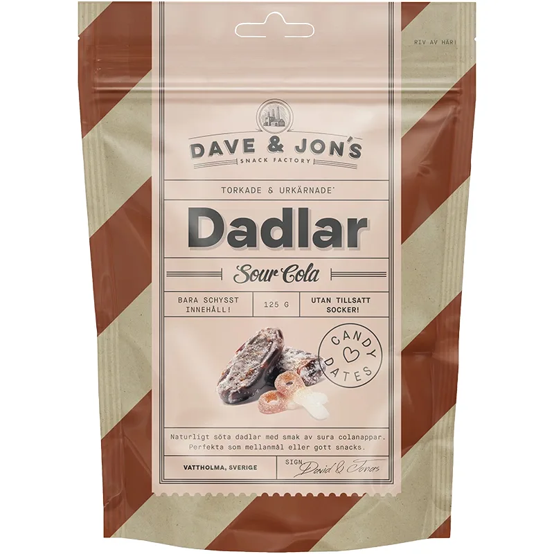Dave & Jon's Dadlar Sour Cola 125 g från Dave & Jons – köp hos Apotek Hjärtat