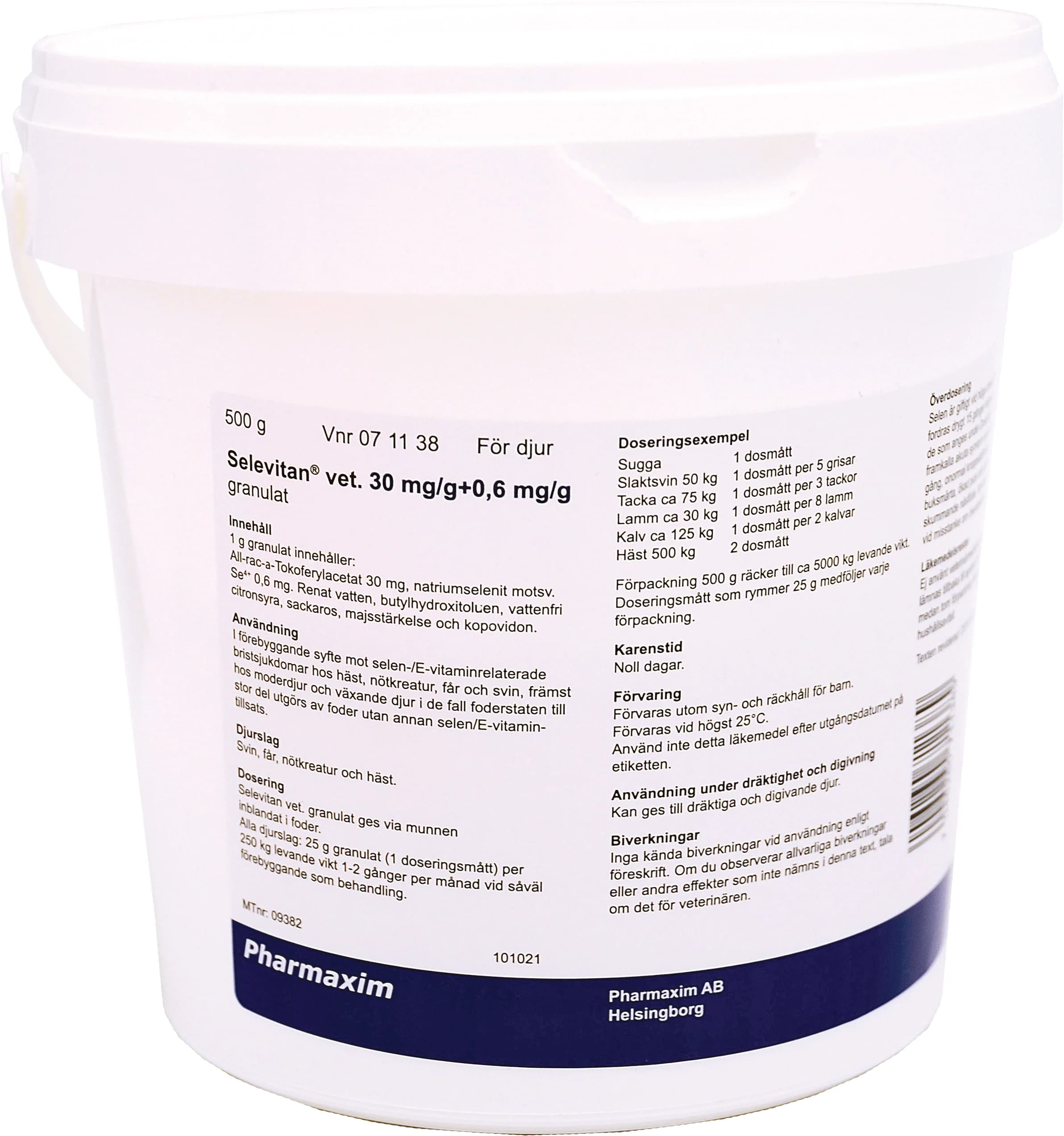 Selevitan® vet. Granulat 30mg/g+0,6mg/g Plastburk, 500g från Selevitan – köp hos Apotek Hjärtat
