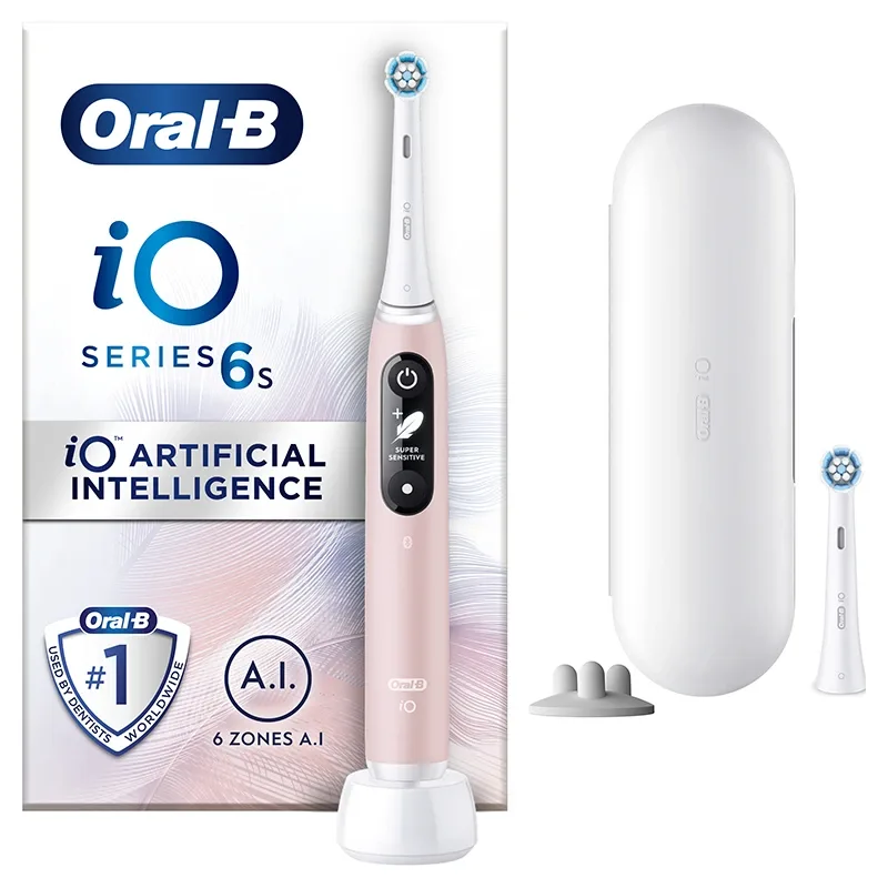 Oral-B iO6 Eltandborste Rosa, 2 Borsthuvuden + Resefodral från Oral-B – köp hos Apotek Hjärtat