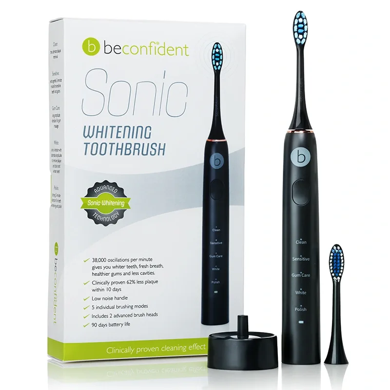 Beconfident Sonic Whitening Tandborste Svart/Roseguld 1 st från Beconfident – köp hos Apotek Hjärtat