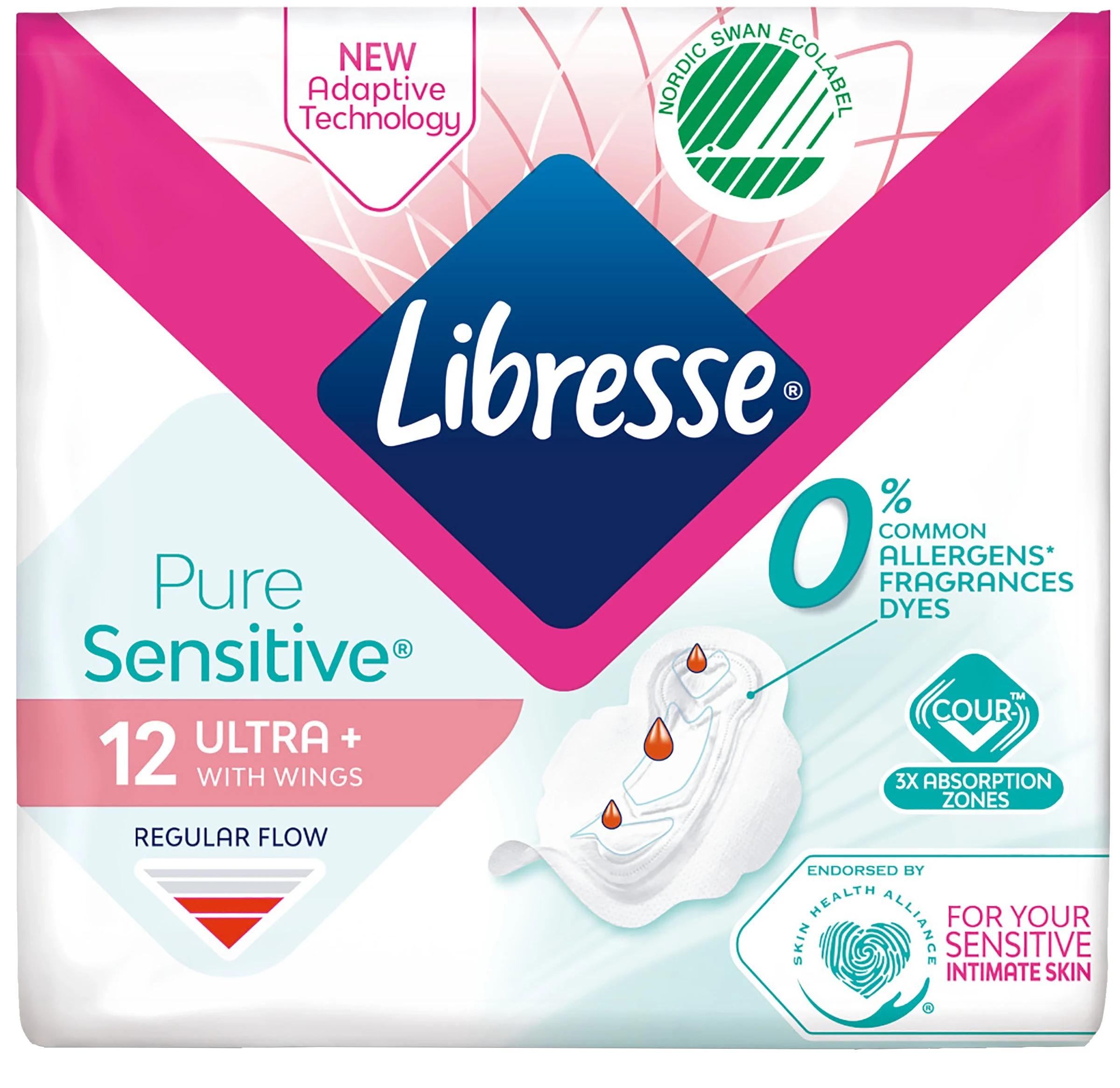 Libresse Pure Sensitive Ultra Regular Wing 12-pack från Libresse – köp hos Apotek Hjärtat